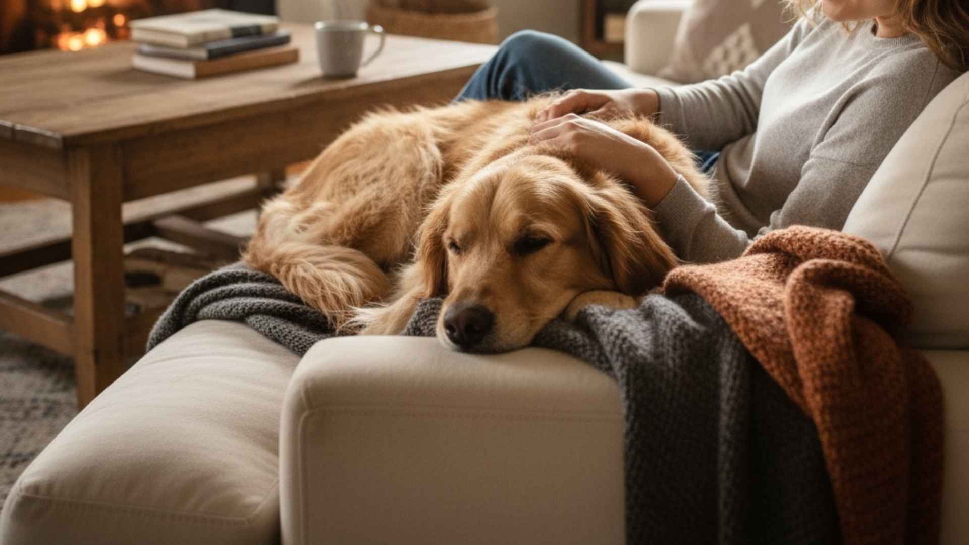 perrito mimos en el sofá